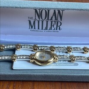 Nolan Miller Gold and Silver Women's Watch with Crystal Accents